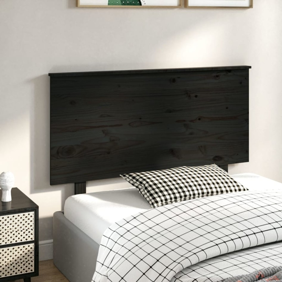 Cabecero de cama madera maciza de pino negro 124x6x82,5