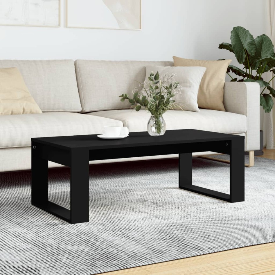 Mesa de centro madera de ingeniería negro 102x50x35