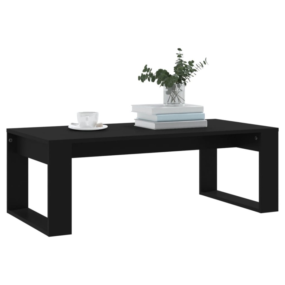 Mesa de centro madera de ingeniería negro 102x50x35
