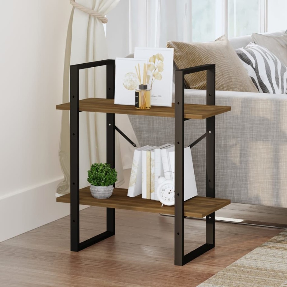 Estantería contrachapada 2 niveles roble marrón 60x30x70