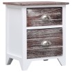 Mesita de noche madera de Paulownia marrón y blanca 38x28x45 cm