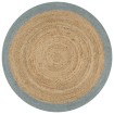 Alfombra hecha a mano de yute con borde verde oliva 120 cm