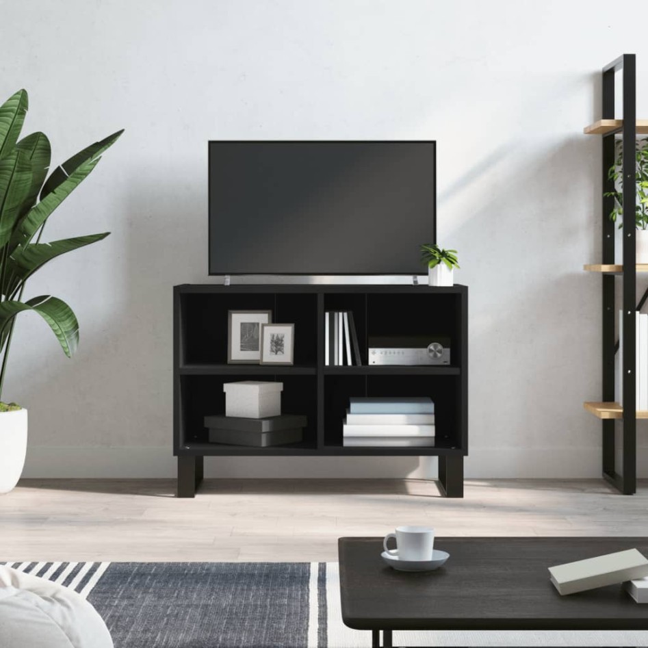 Mueble de TV madera de ingeniería negro 69,5x30x50