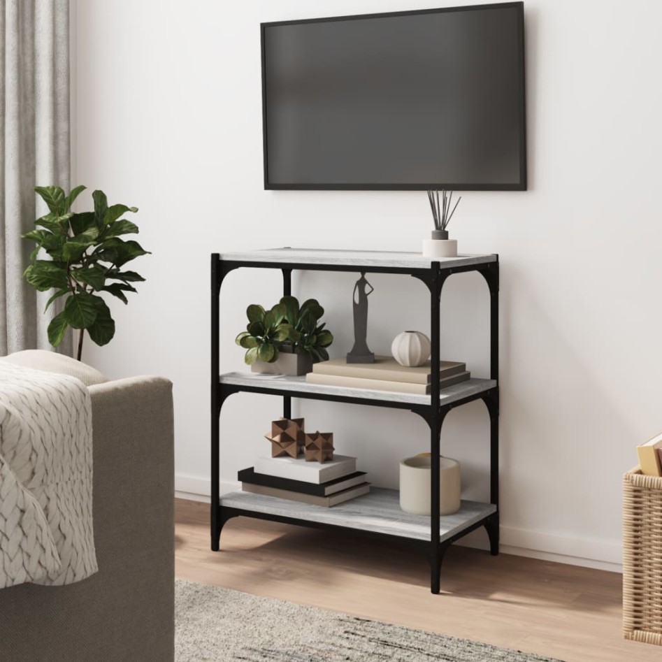 Estantería contrachapada y acero gris Sonoma 60x33x70,5