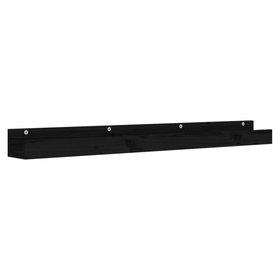 Estantes de pared 2 uds madera maciza de pino negro 110x12x9