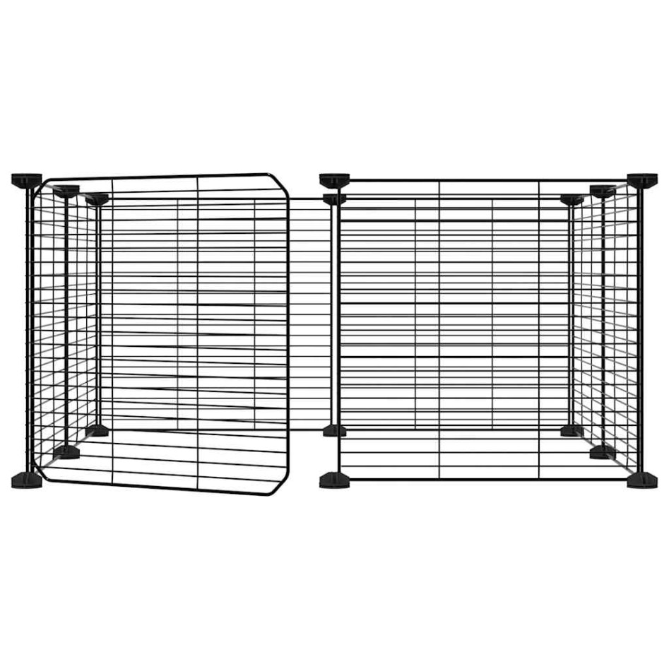 Jaula para mascotas de 8 paneles con puerta acero negro