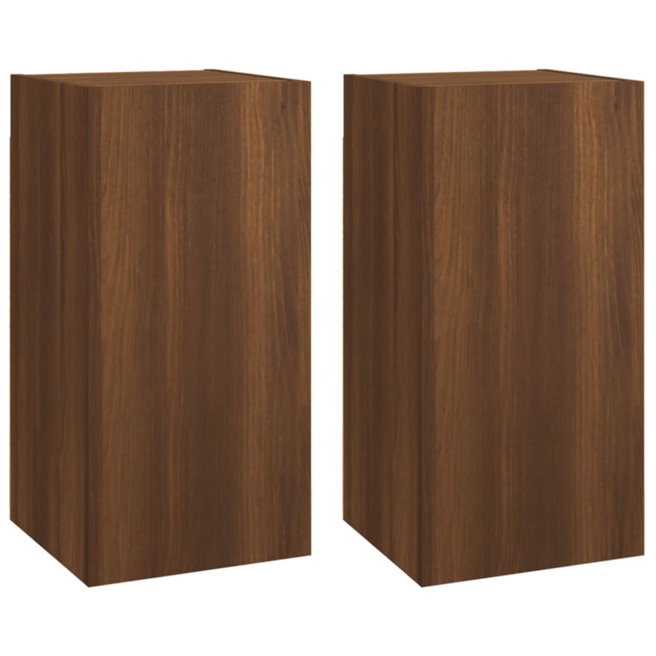 Muebles para TV 2 uds madera roble marrón 30,5x30x60