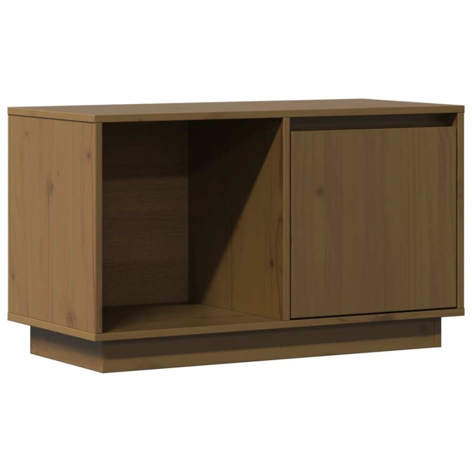 Mueble de TV madera maciza de pino marrón miel 74x35x44