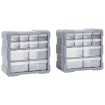Organizadores multicajones con 12 cajones 2 uds 26,5x16x26 cm