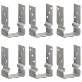 Anclajes de valla 6 uds acero galvanizado plateado 9x6x15