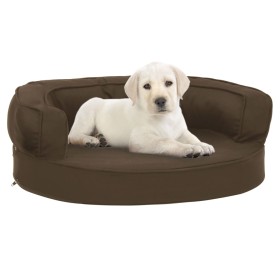 Colchón de cama de perro ergonómico aspecto lino marrón