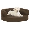 Colchón de cama de perro ergonómico aspecto lino marrón 60x42cm