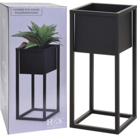 H&S Collection Macetero sobre soporte de metal negro 50