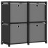Estantería de 4 cubos con cajas de tela negro 69x30x72,5