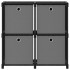 Estantería de 4 cubos con cajas de tela negro 69x30x72,5