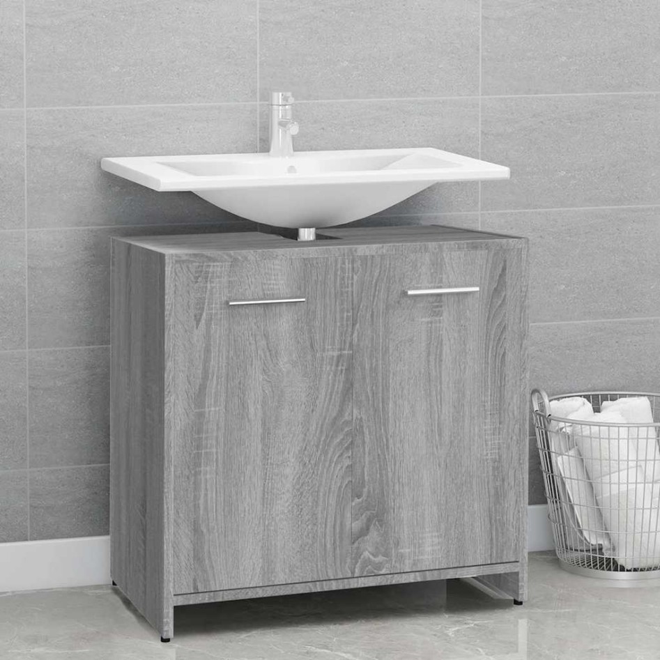 Armario de baño madera contrachapada gris Sonoma 60x33x60