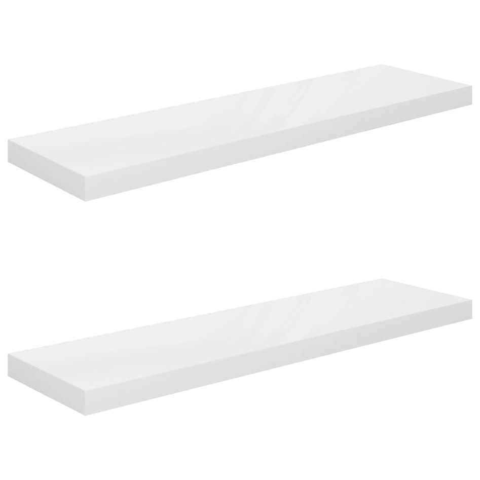 Estante flotante de pared 2 uds MDF blanco brillo