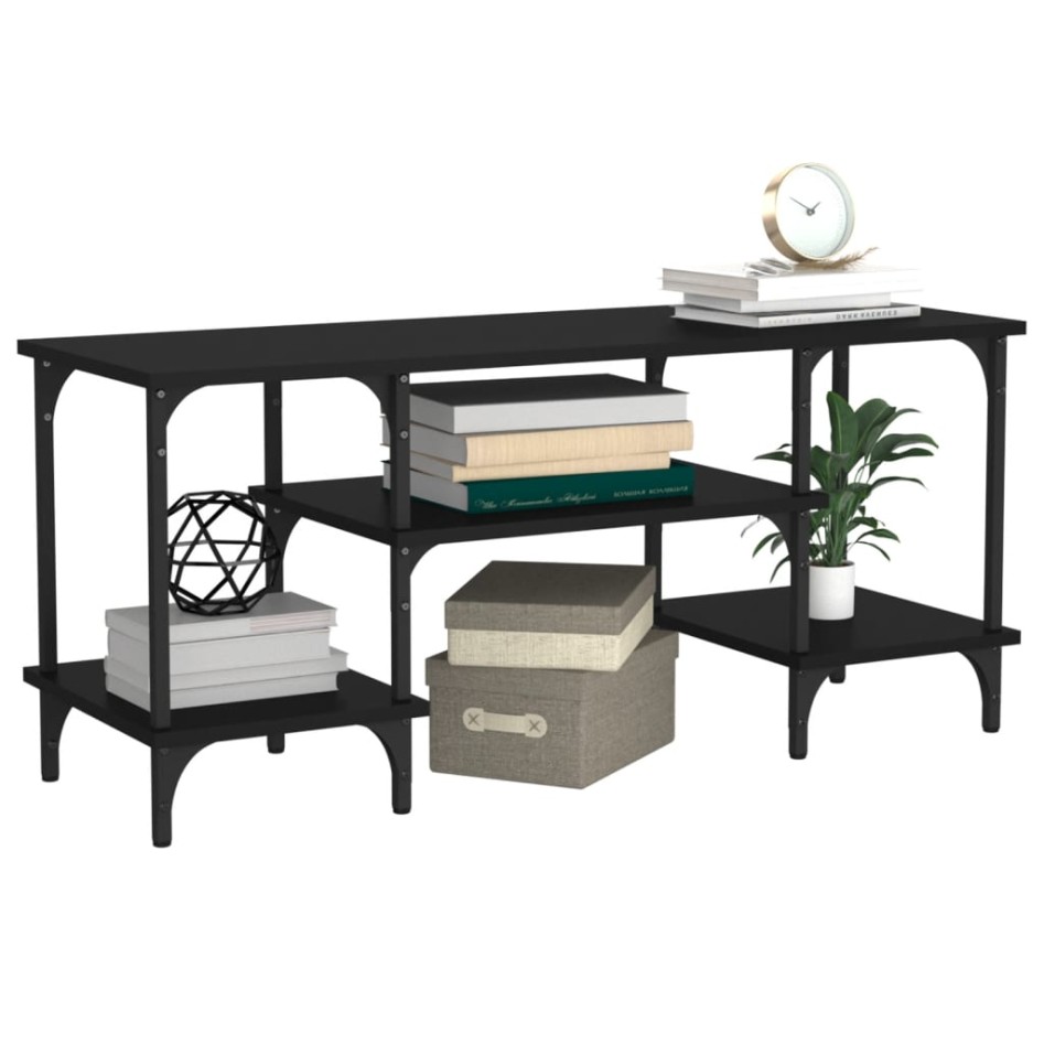 Mueble de TV madera contrachapada negro 102x35x45,5