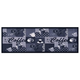 Alfombra de cocina lavable Coffee azul 60x180