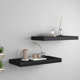 Estantes flotantes de pared 2 uds MDF negro 50x23x3,8
