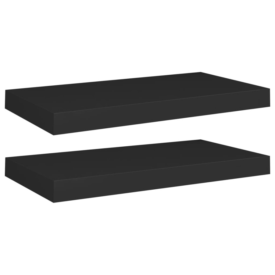 Estantes flotantes de pared 2 uds MDF negro 50x23x3,8