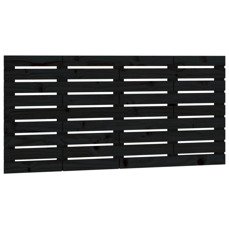 Cabecero de cama de pared madera maciza pino negro 146x3x63