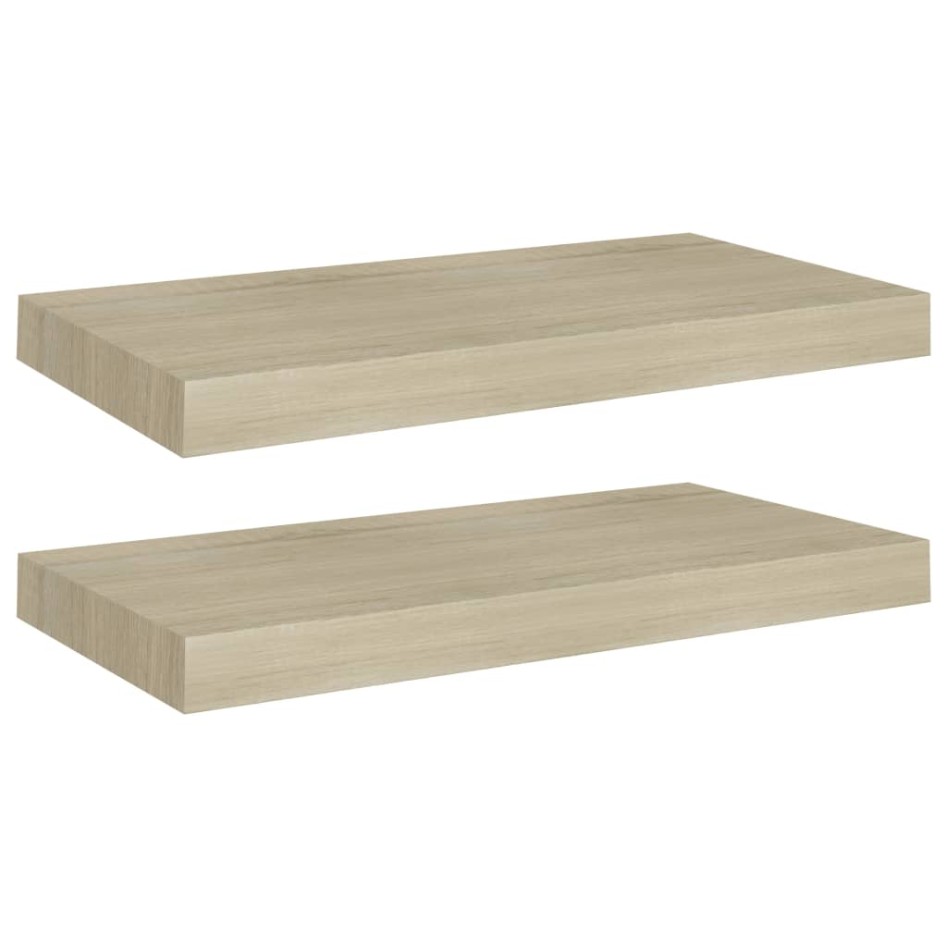 Estantes flotantes de pared 2 uds MDF roble 50x23x3,8