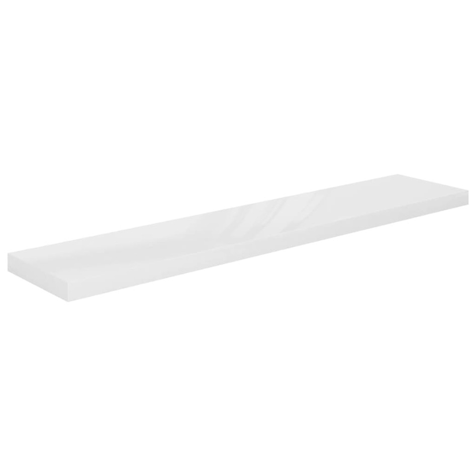 Estante flotante de pared blanco brillante MDF 120x23,5x3,8
