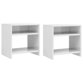 Mesitas de noche 2 uds madera contrachapada blanco 40x30x40