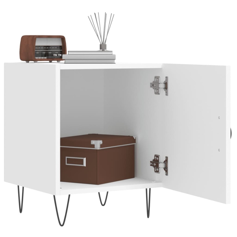 Mesitas de noche 2 uds madera de ingeniería blanco 40x40x50