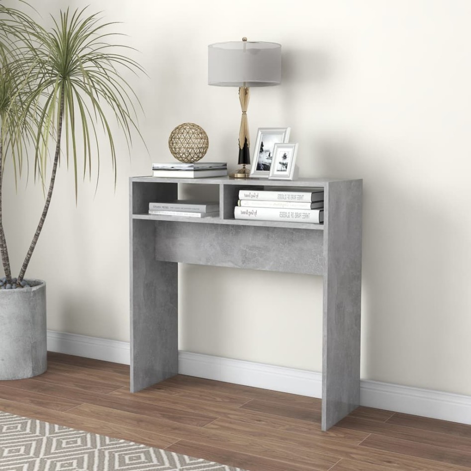 Mesa consola madera de ingeniería gris hormigón 78x30x80