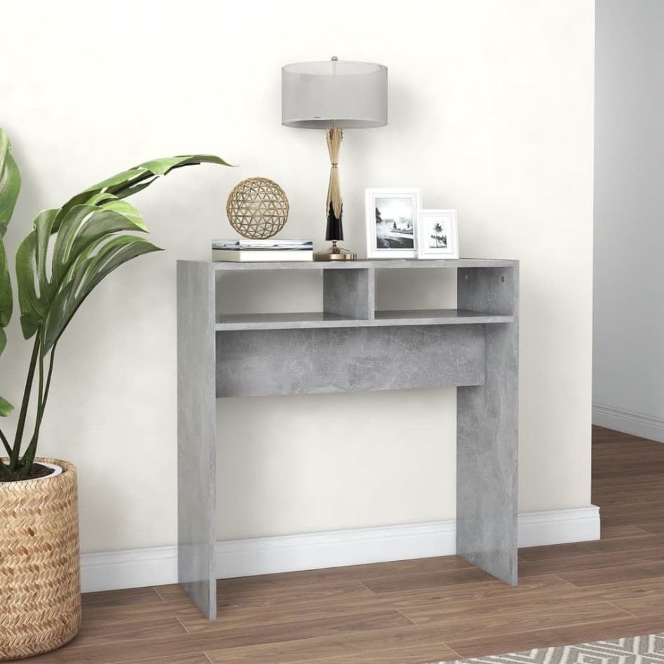 Mesa consola madera de ingeniería gris hormigón 78x30x80