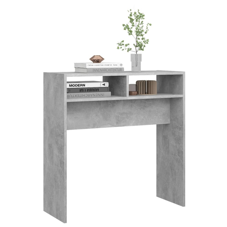 Mesa consola madera de ingeniería gris hormigón 78x30x80