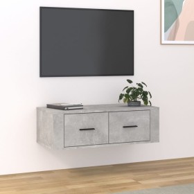 Mueble de TV colgante madera gris hormigón 80x36x25
