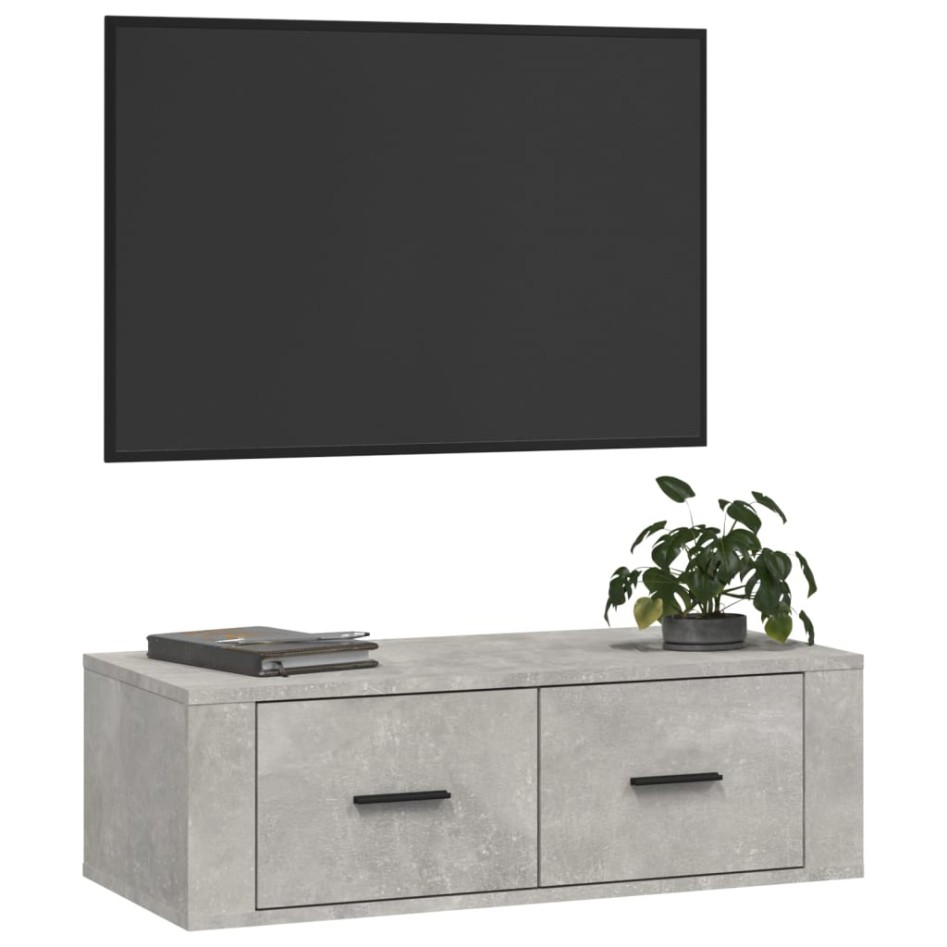 Mueble de TV colgante madera gris hormigón 80x36x25