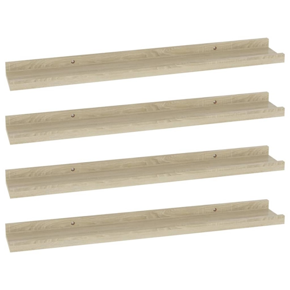 Estantes de pared 4 unidades roble Sonoma 60x9x3