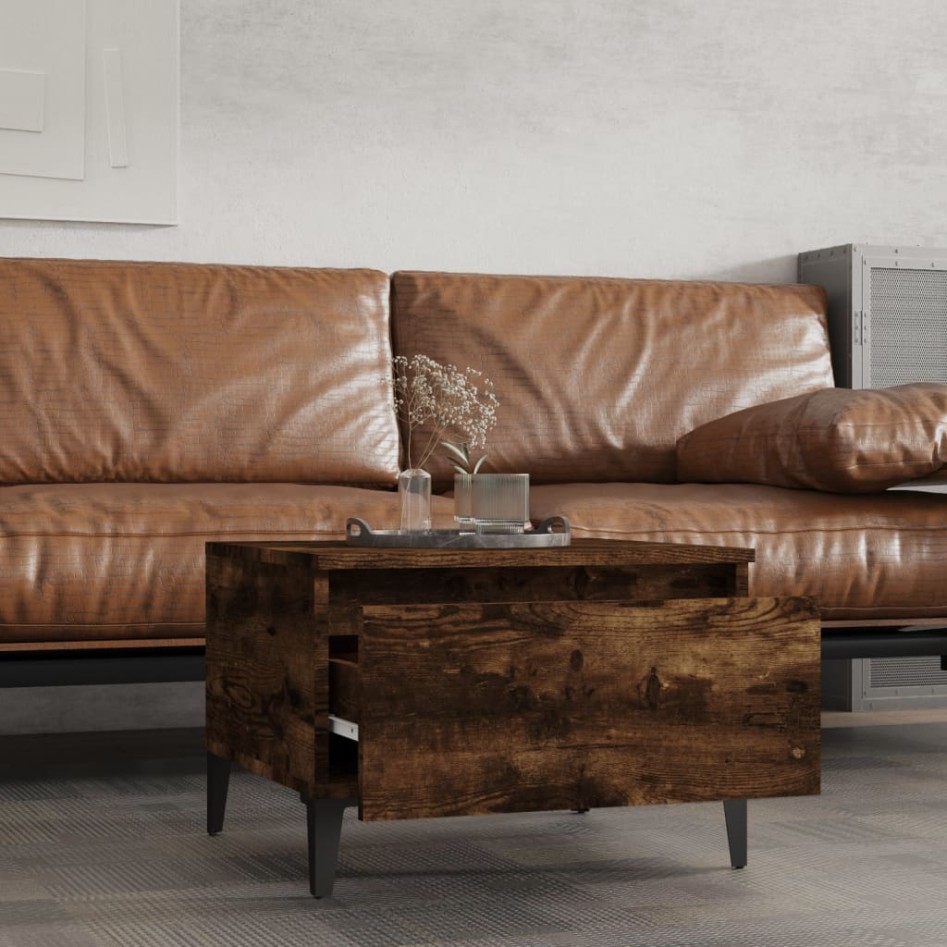 Mesa auxiliar madera contrachapada roble ahumado 50x46x35