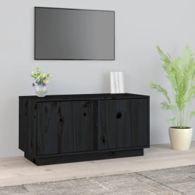 Mueble de TV madera maciza de pino negro 80x35x40,5