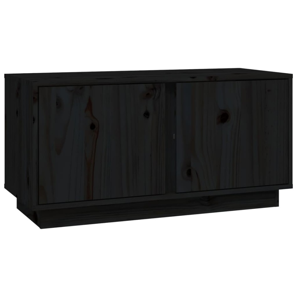 Mueble de TV madera maciza de pino negro 80x35x40,5