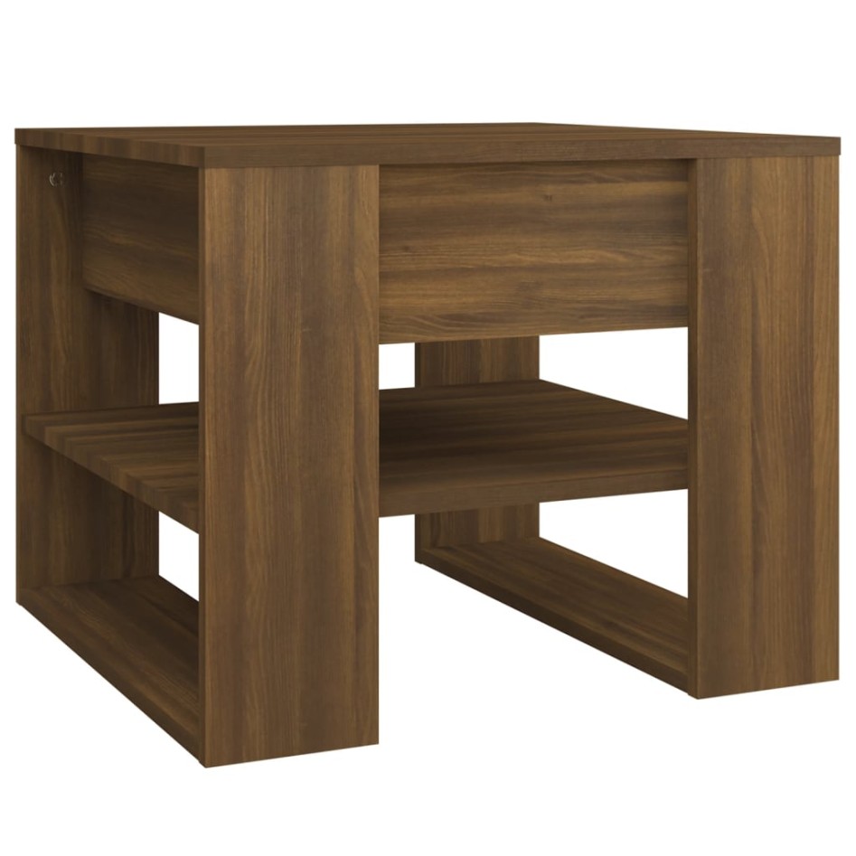 Mesa de centro madera de ingeniería roble marrón 55,5x55x45