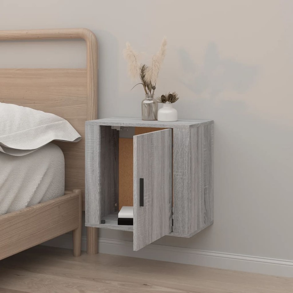 Mesita de noche de pared gris Sonoma 50x30x47