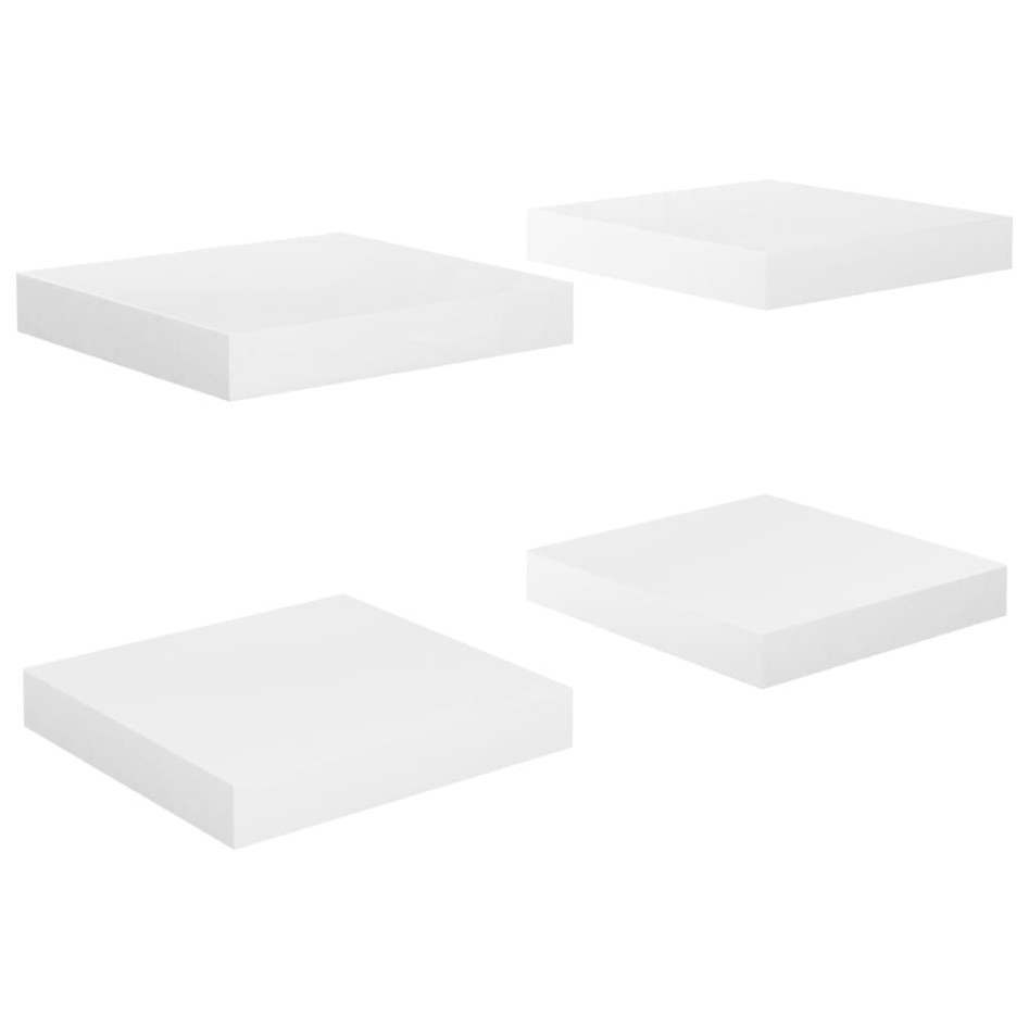 Estante flotante de pared 4 uds MDF blanco brillo
