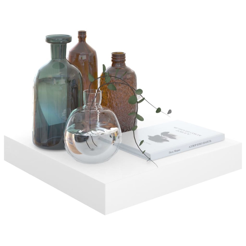 Estante flotante de pared 4 uds MDF blanco brillo