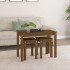 Mesas apilables 3 piezas madera maciza de pino marrón