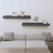 Estantes de pared 2 uds madera maciza de pino gris 80x12x9 cm