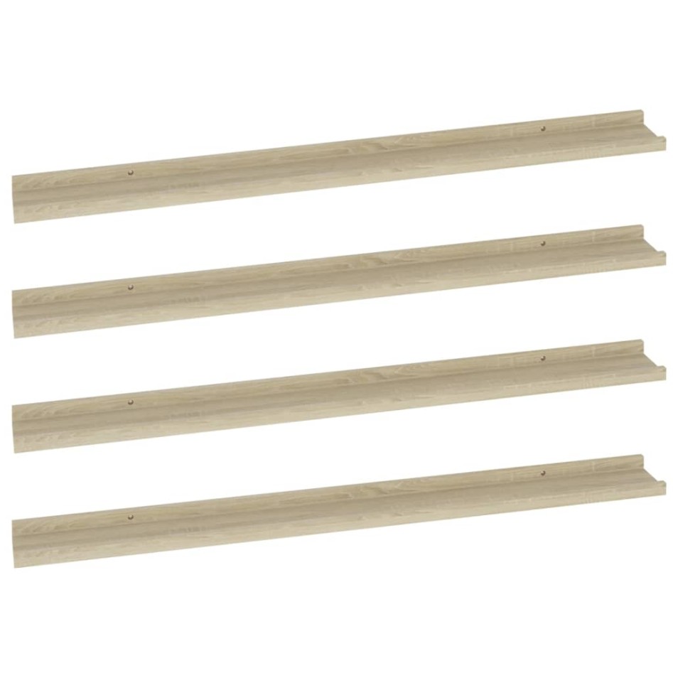 Estantes de pared 4 unidades roble Sonoma 100x9x3