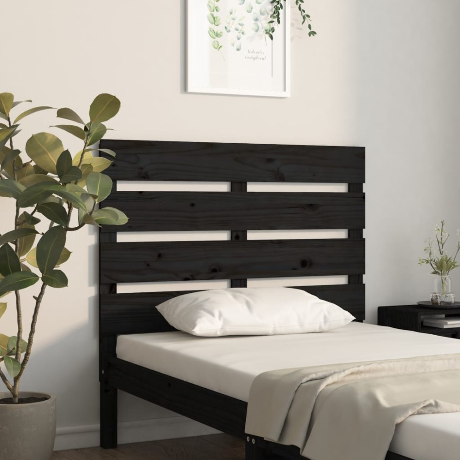 Cabecero de cama madera maciza de pino negro 100x3x80