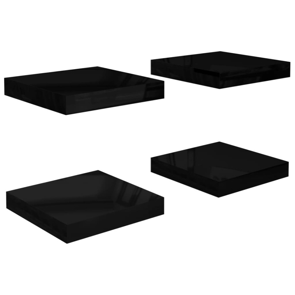 Estante flotante de pared 4 uds MDF negro brillo