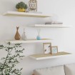 Estante flotante pared 4 uds MDF roble y blanco 80x23,5x3,8 cm