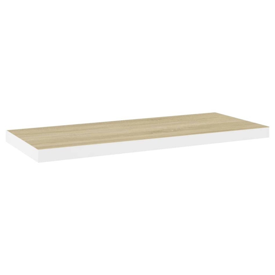 Estante flotante pared 4 uds MDF roble y blanco 80x23,5x3,8